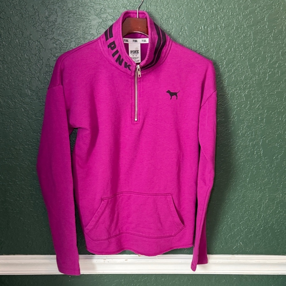 PINK Victoria's Secret Hot Fuchsia Purple Quarter Zip Sweatshirt XS